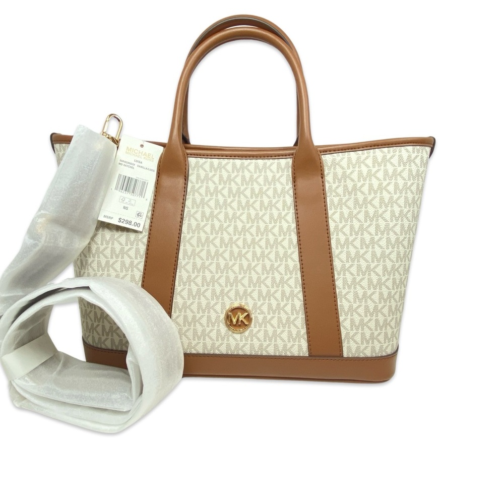 Michael Kors Tan and Cream Logo Crossbody Bag - Picture 2 of 15